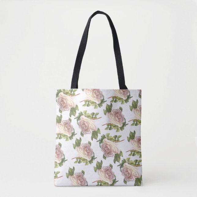 Bolsa Tote Rosa de pêssego azul (Frente)