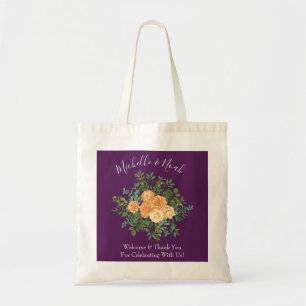 Bolsa Tote rosa de Pêssego casamento outono Vintage em roxo