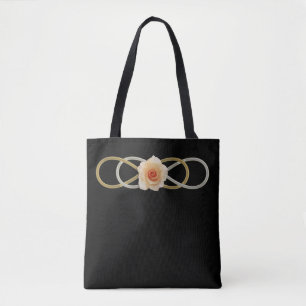 Bolsa Tote Rosa de prata dourada infinita dupla