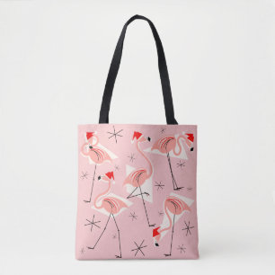 Bolsa Tote Rosa de Santa do flamingo por todo o lado na