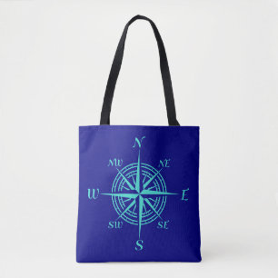 Bolsa Tote Rosa de Turquesa em Decoração Costeira Azul Mari