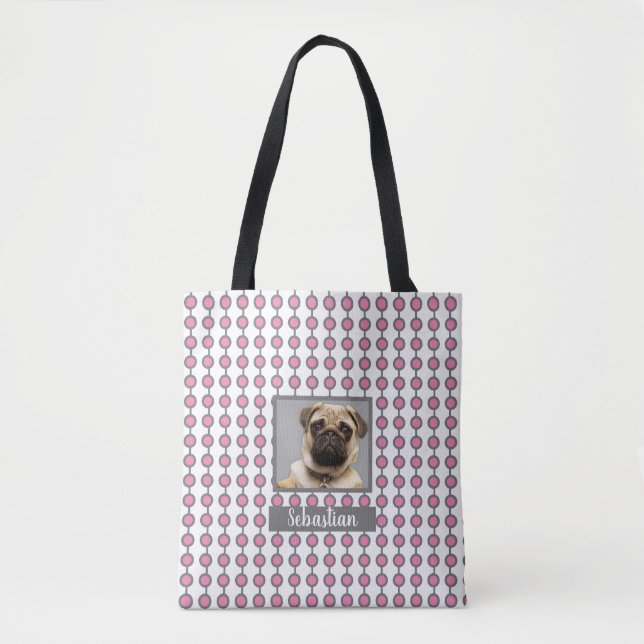 Bolsa Tote Rosa Divertido e Pinta Geométrica do Pet Pet de Ci (Frente)