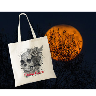 Bolsa Tote Rosa do crânio gótico