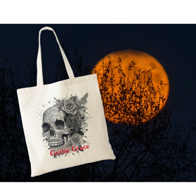 Bolsa Tote Rosa do crânio gótico (Criador carregado)