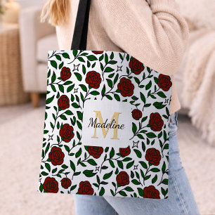 Bolsa Tote Rosa do Jardim Personalizada da Bela e a Fera Nome