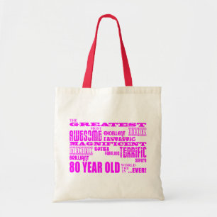 Bolsa Tote Rosa dos aniversários do 80 das meninas: Os