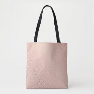Bolsa Tote Rosa Dourada Geométrica do Comprador de canvas