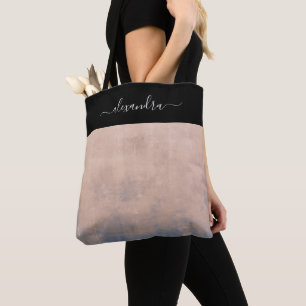 Bolsa Tote Rosa Dourado azul rústico elegante personalizado