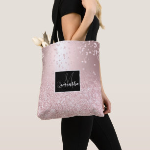 Bolsa Tote Rosa dourado brilho ombre metal brilha confetti