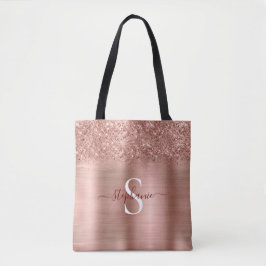 Bolsa Tote Rosa Dourado Faux-Glitter Girly Glam Monograma