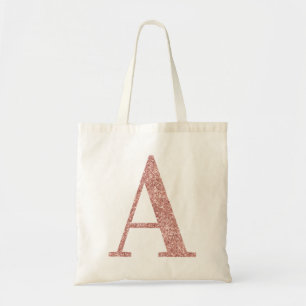 Bolsa Tote Rosa Dourado Faux Glitter Monograma A