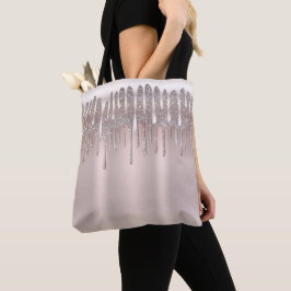 Bolsa Tote Rosa Dourado Gelo Diamante Brilho Faísca Gotejamen