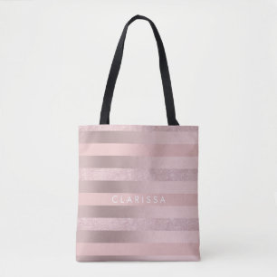 Bolsa Tote rosa dourado legante e faixa rosa