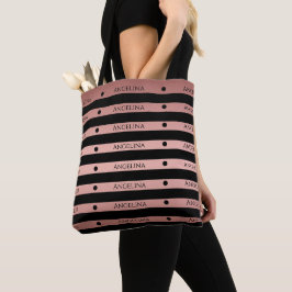 Bolsa Tote Rosa Dourado | Listras Impressas Personalizadas