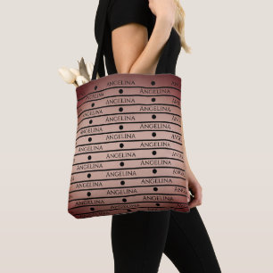 Bolsa Tote Rosa Dourado Listras Personalizadas com Impressã