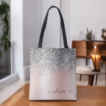 Bolsa Tote Rosa Dourado - Monograma de prata rosa-claro<br><div class="desc">Rosa Rosa Rosa Rosa Rosa Dourada - Esbranquiçada, Rosa Esbranquiçada e Espelho Falso Silver e Espalhamento, e Espalhamento, com Folha de Monograma Elegante de Folha Metálica de Aço Inoxidável e Lingiteira. Este Livro Bag pode ser personalizado para incluir seu nome inicial e próprio e ser dado como presente para o...</div>