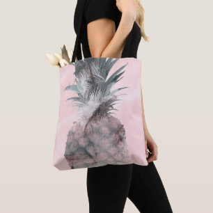 Bolsa Tote Rosa Dourado Rosa Tropical Verão Abacaxi Glam