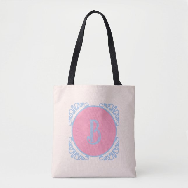 Bolsa Tote Rosa e azul personalizados (Frente)