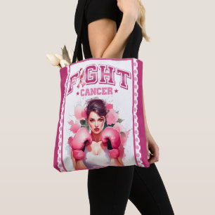 Bolsa Tote Rosa e Bonito Câncer de Mama Floral