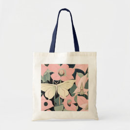 Bolsa Tote Rosa e Creme - Luna Moth e Moonflower
