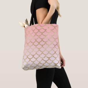 Bolsa Tote Rosa e Dourado Brilho de Sereia Brilhos Feminino