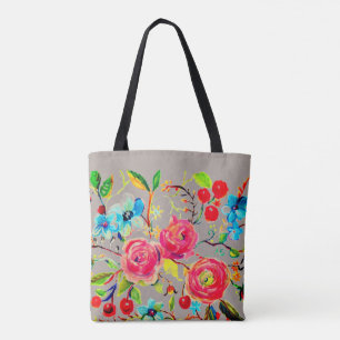 Bolsa Tote Rosa e Flor de Cereja Personalizáveis