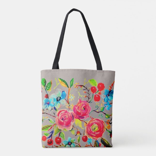 Bolsa Tote Rosa e Flor de Cereja Personalizáveis (Verso)