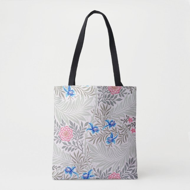 Bolsa Tote Rosa e Larkspur, William Morris (Frente)