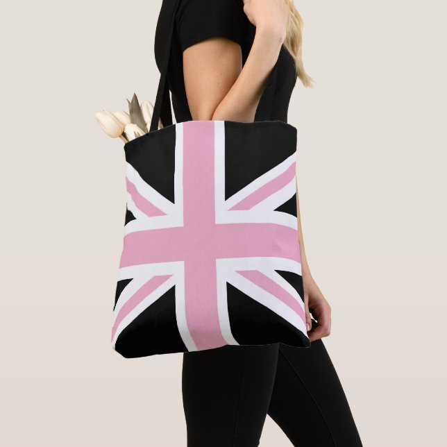 Bolsa Tote Rosa e preto BRITÂNICOS da bandeira de Union Jack (Close Up)