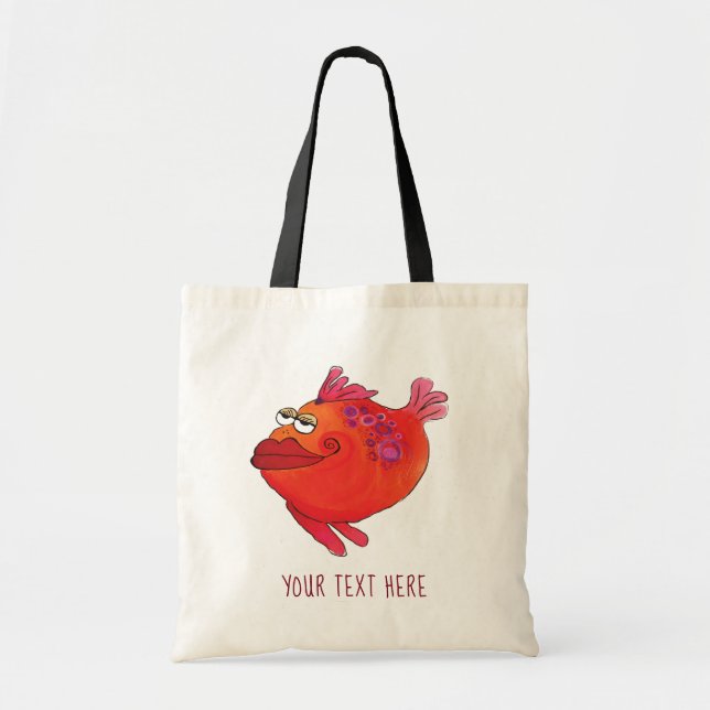 Bolsa Tote Rosa e vermelho lunáticos da arte dos peixes (Frente)