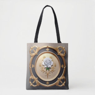 Bolsa Tote Rosa Elegante com Moldura Decorativa Ornamentada