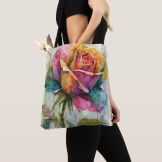 Bolsa Tote Rosa em Aquarela Colorida Caprichosa
