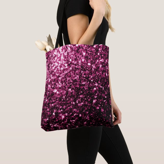 Bolsa Tote Rosa escuro brilho falso cintilante faísca (Close Up)