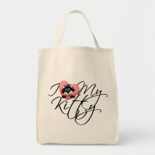 Bolsa Tote Rosa eu amo meus camiseta e presentes do gatinho