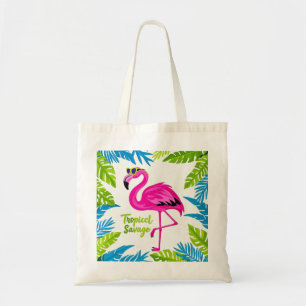 Bolsa Tote Rosa flamingo Tropical de pé numa perna