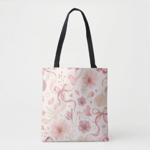 Bolsa Tote Rosa Floral Laço Coquette