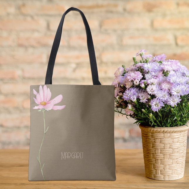Bolsa Tote Rosa Floral Marrom Bege Elegante Chic (Criador carregado)