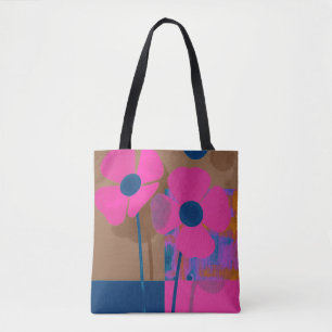 Bolsa Tote Rosa Floral Moderna / Flor Bola Minimal