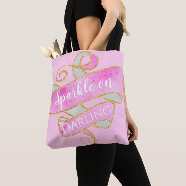 Bolsa Tote Rosa Glitter Brilho Em, Querida (Close Up)
