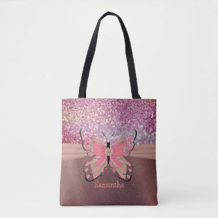 Bolsa Tote Rosa Gold Foil Glittery Decorative Arco Giry Name