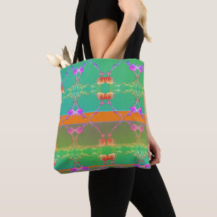 Bolsa Tote Rosa Heart Apricot Teal e Moss