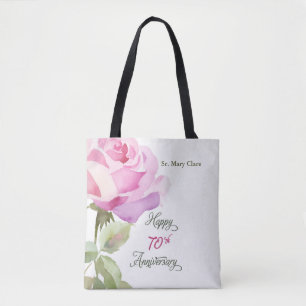 Bolsa Tote Rosa Jubileu de 70 Anos Nun Custom Name