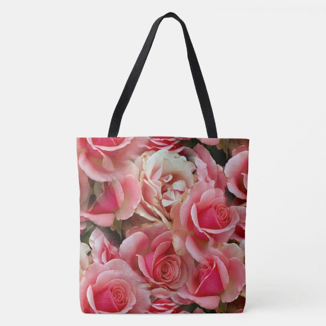 Bolsa Tote Rosa Juxtapose Bonito Padrão Floral (Frente)