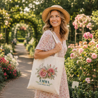 Bolsa Tote Rosa Libélula Flor de Nascimento de Junho Personal