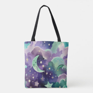 Bolsa Tote Rosa Lilás Verde Menta Calmo Estético