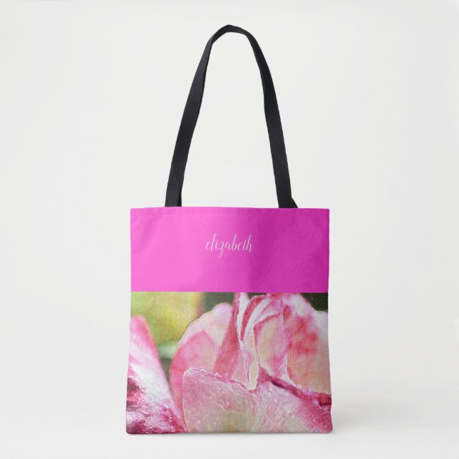 Bolsa Tote Rosa Moderna Monogramada (Frente)