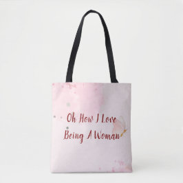 Bolsa Tote Rosa Moderno Aquarela Oh, Como Eu Amo Ser Mulher