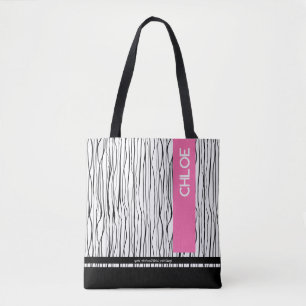 Bolsa Tote Rosa Moderno e Preto Personalizado