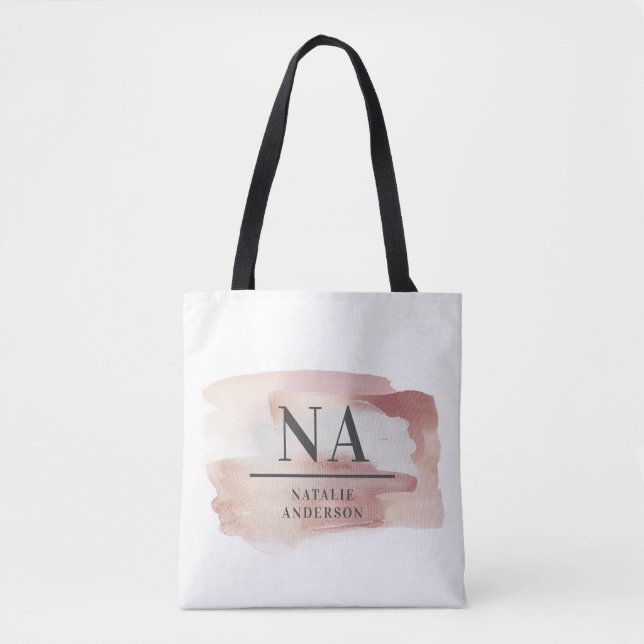 Bolsa Tote Rosa monograma moderno, cor-de-rosa (Frente)