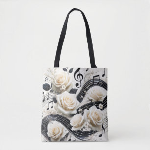 Bolsa Tote Rosa Musical Romântica – Música Preta Creme Elegan